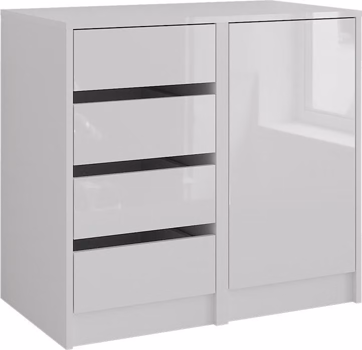 Cassettiera per camera da letto Vicco Sherry Bianco/bianco lucido 80.2 x 76 cm 2 parti, Model 57719