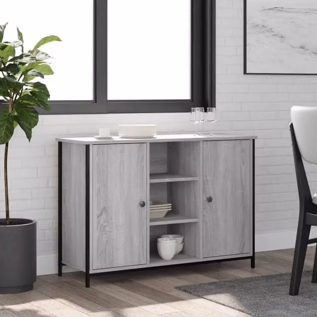 Credenza Buffet da cucina Design Mania in legno e metallo Grigio L: 100 cm, P: 35 cm, H: 70 cm
