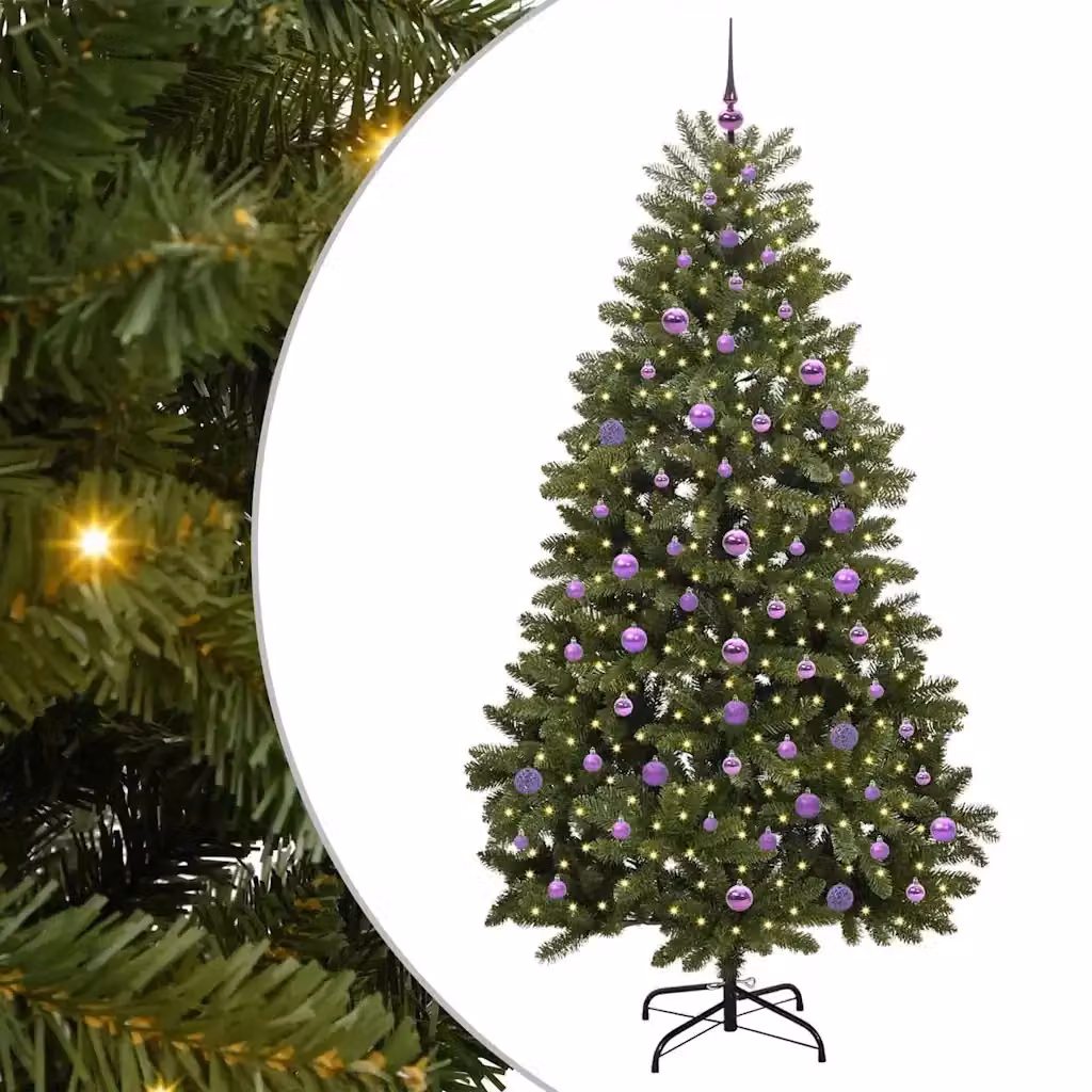 Albero di Natale artificiale moderno vidaXL verde con 300 LED bianco caldo, Altezza: 210 cm – 2