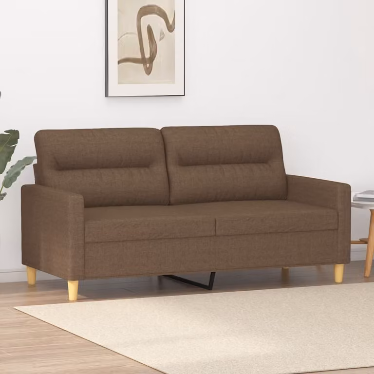 Divano esclusivo, due posti, color marrone, 140 cm, rivestito in tessuto