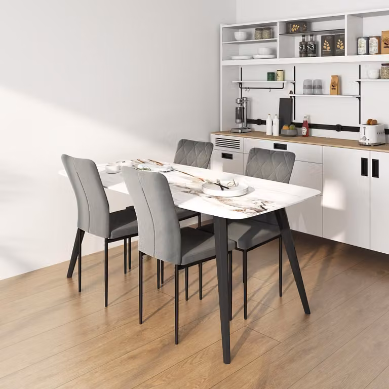 Sedie da pranzo - Sedie da cucina - Set di sedie - Sedie - Grigio scuro - Set da 4 - Con robusta struttura in metallo