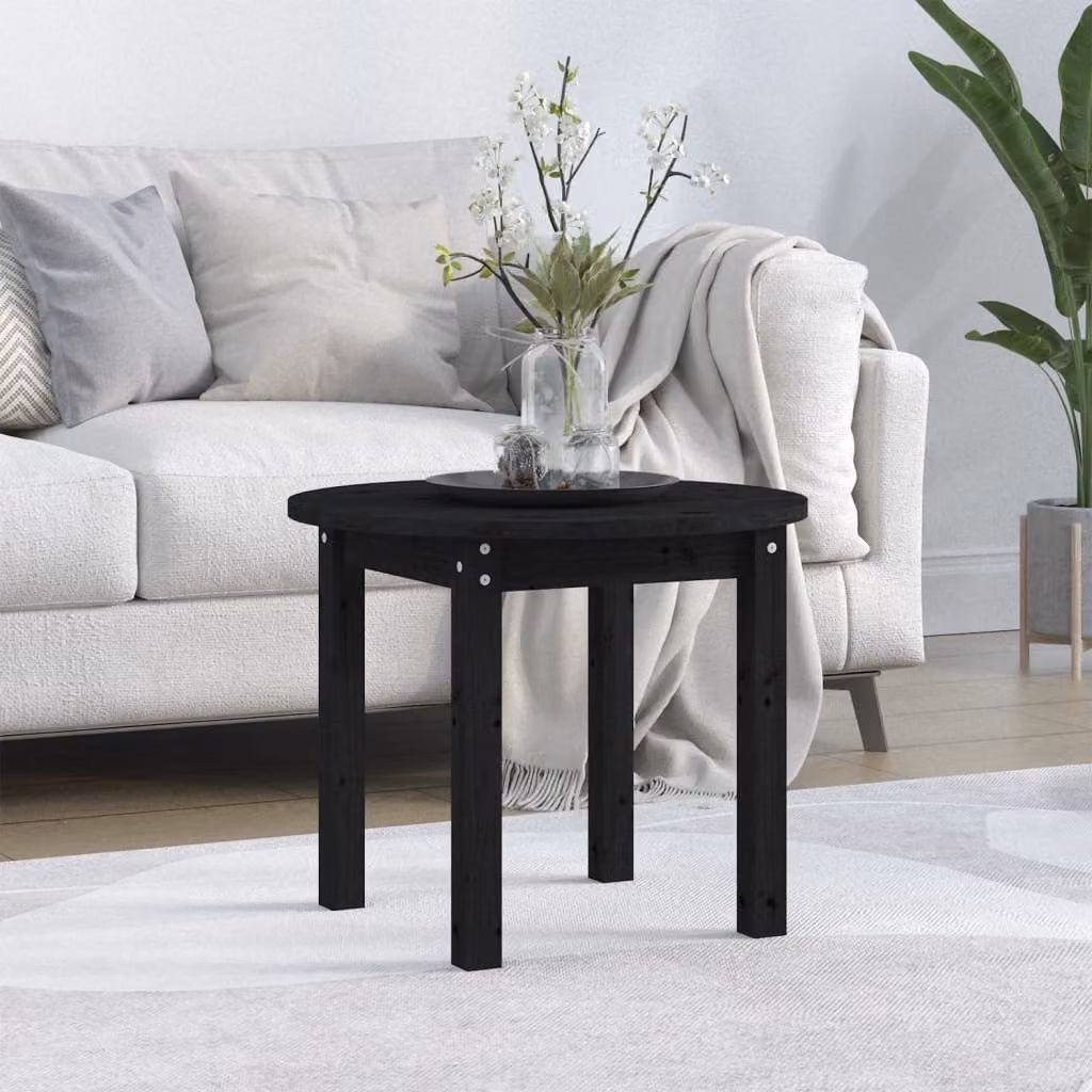 vidaXL Tavolino nero Ø 55x45 cm in pino massiccio - Tavolino - Tavoli da caffè - Tavolino - Tavolo da divano