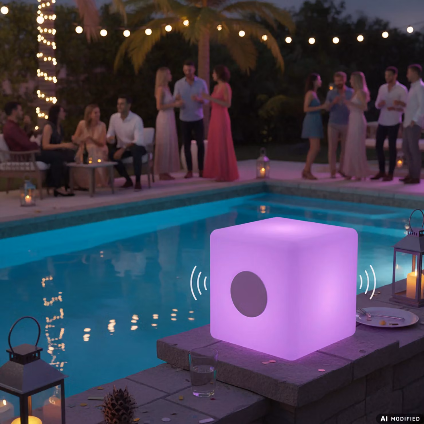 DICTROLUX MooNy Lampada LED Ricaricabile Multicolor con Speaker Bluetooth, Design a Cubo Moderno per Interni ed Esterni, L/P/H: 20 x 20 x 20 cm – 2