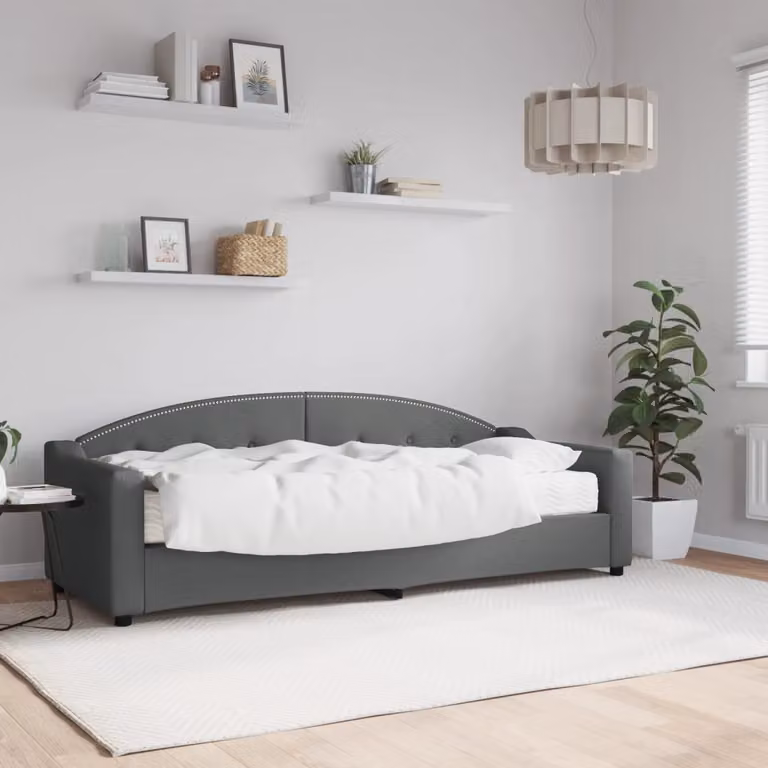 vidaXL Divano Letto Moderno in Tessuto Grigio con Materasso L/P/H: 223 x 80 x 90 cm