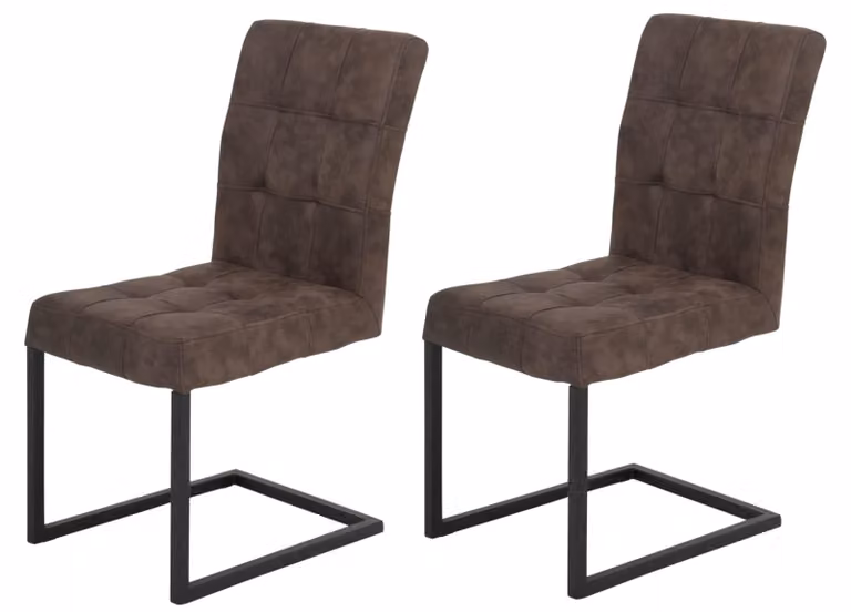 Set di 2 poltrone a dondolo da donna, rivestimento in tessuto morbido, colore marrone, struttura in metallo, dimensioni 62x42x91 cm