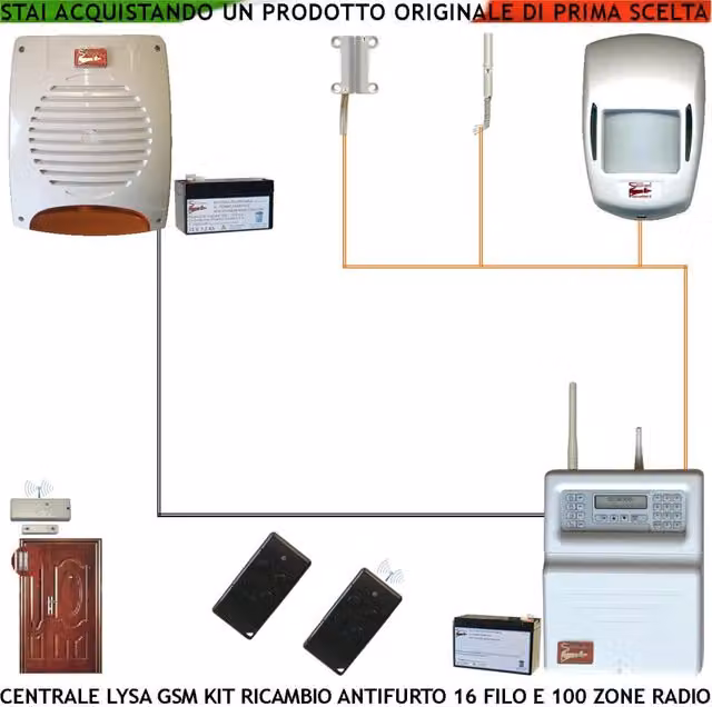 Kit Impianto Antifurto Securvera NINA con Centrale Lysa evo GSM 16 Zone, Sirena Esterna Lampeggiante, 2 Radiocomandi Anti-Jamming, Sensori Infrarossi e 2 Contatti Magnetici, Gestione Remota tramite APP, Colore Bianco