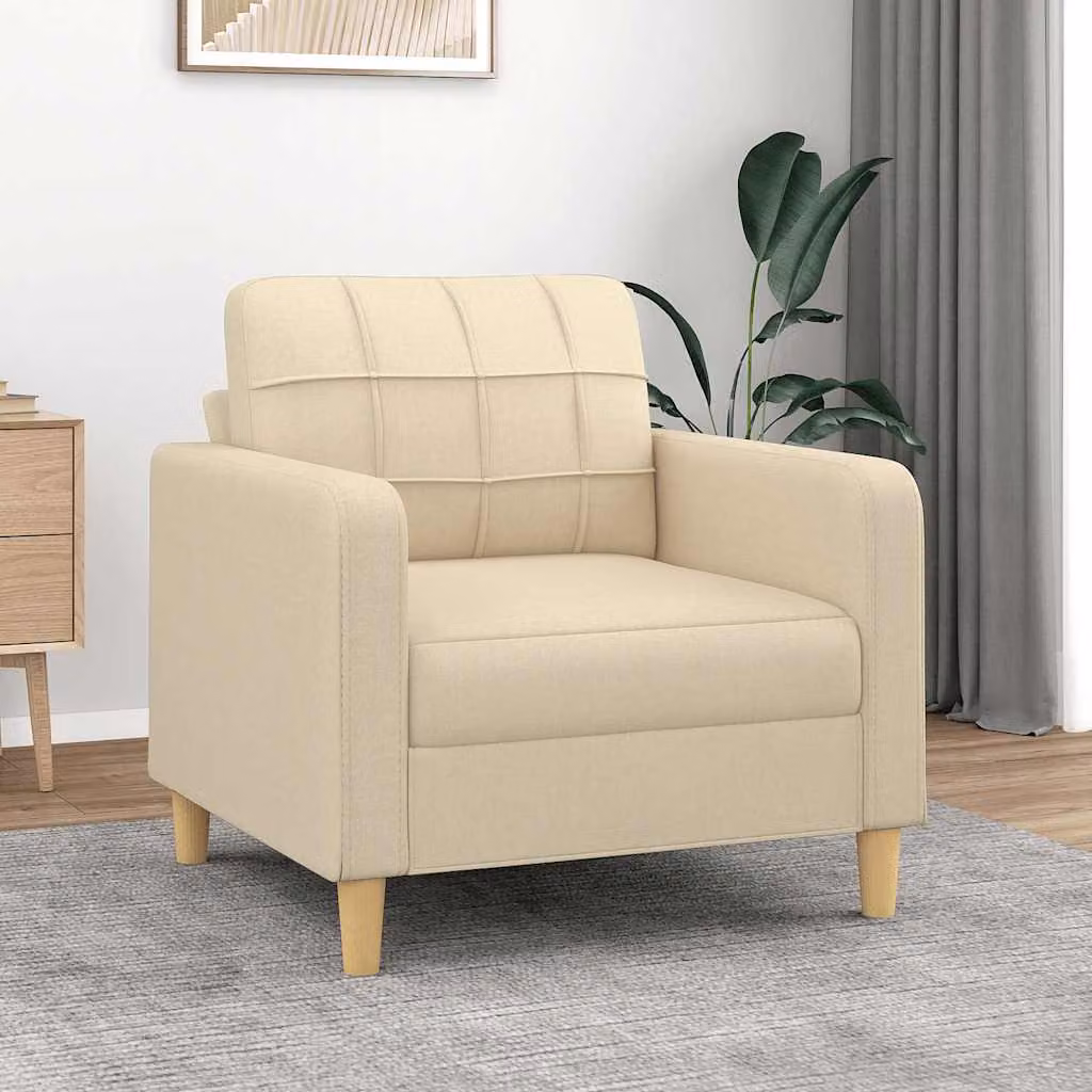 Poltrona moderna vidaXL in tessuto beige con braccioli e struttura in metallo per il tuo soggiorno