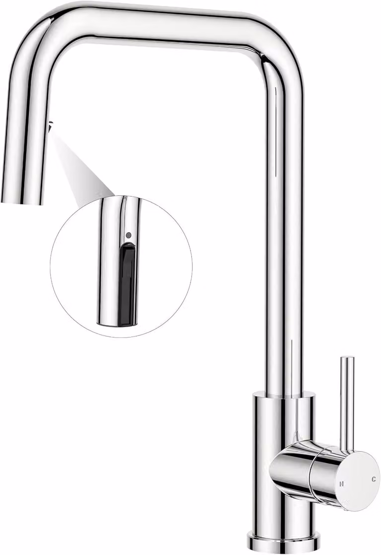Miscelatore da cucina con doccetta estraibile, rotazione a 360°, acciaio inossidabile, dimensioni 23,5 x 42 x 28,5 cm, per lavello