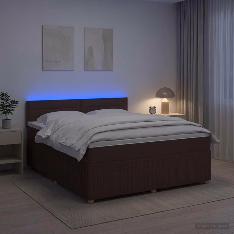 Maison Exclusive - Letto boxspring con materasso marrone scuro 180 x 200 cm Tessuto