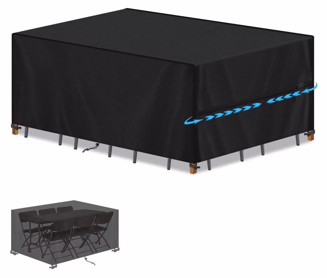 Copertura protettiva per mobili da giardino, 160x90x75 cm, colore nero, tessuto Oxford 420D, impermeabile e resistente alle intemperie