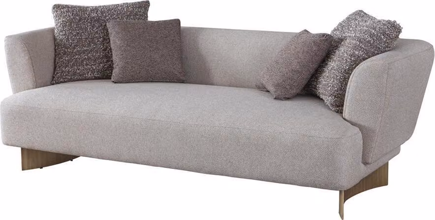 Grauer Polster Dreisitzer Wohnzimmer Designer Couchen Holzgestell Sofa