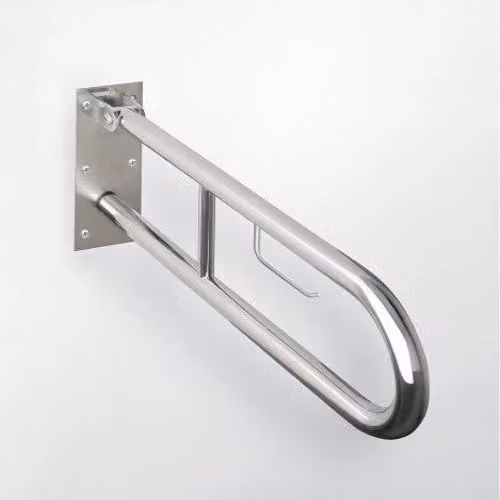Maniglione U HELP 813 in acciaio satinato e supp. carta igienica 82,9 cm