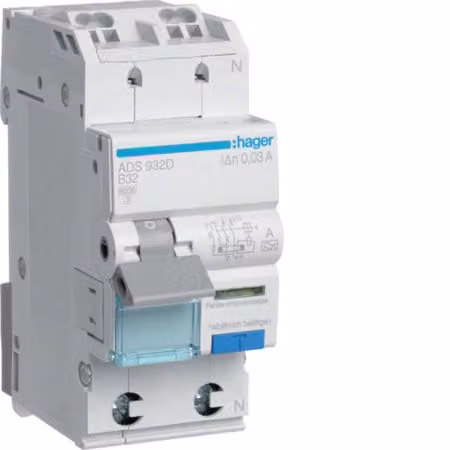 Hager FI/LS-Schalter 1P+N 6kA B-32A 30mA ADS932D (ADS932D)