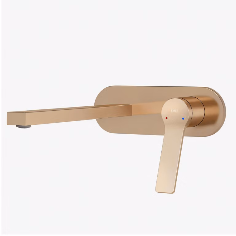 Miscelatore per lavabo, modulare, in ottone, finitura rosa oro, con cartuccia in Vetroceramica
