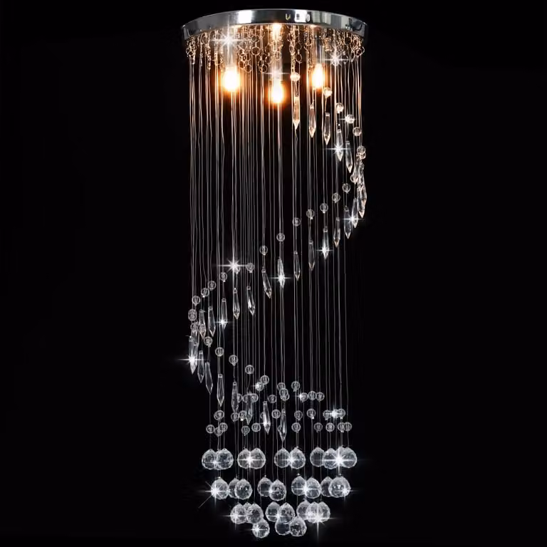 vidaXL Plafoniera con perle di cristallo argento a spirale G9