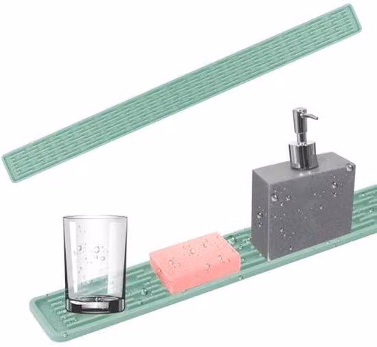 Tappetino in silicone per la cucina, verde, antiscivolo, per rubinetto, 5 cm
