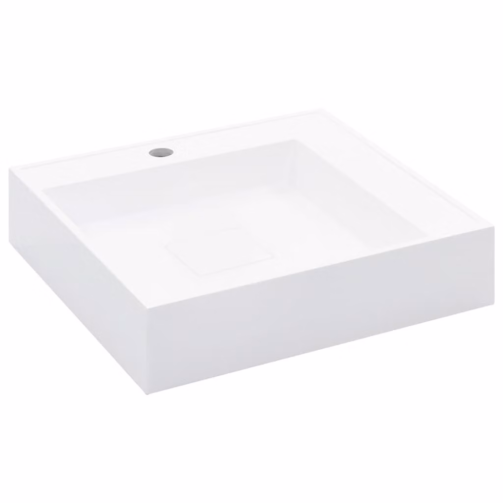 Lavandino 50x50x12,3 cm Blocco in Marmo/Minerale Bianco