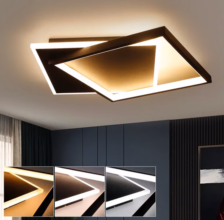 ZMH LED Plafoniera Nero Soggiorno Dimmerabile con telecomando Lampada da soffitto 44W Quadrato per Camera da letto Ufficio Cucina Sala da pranzo