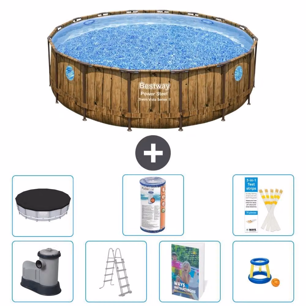 Bestway Power Steel, piscina rotonda - 488x122 cm - composta da 6 parti, modello S541