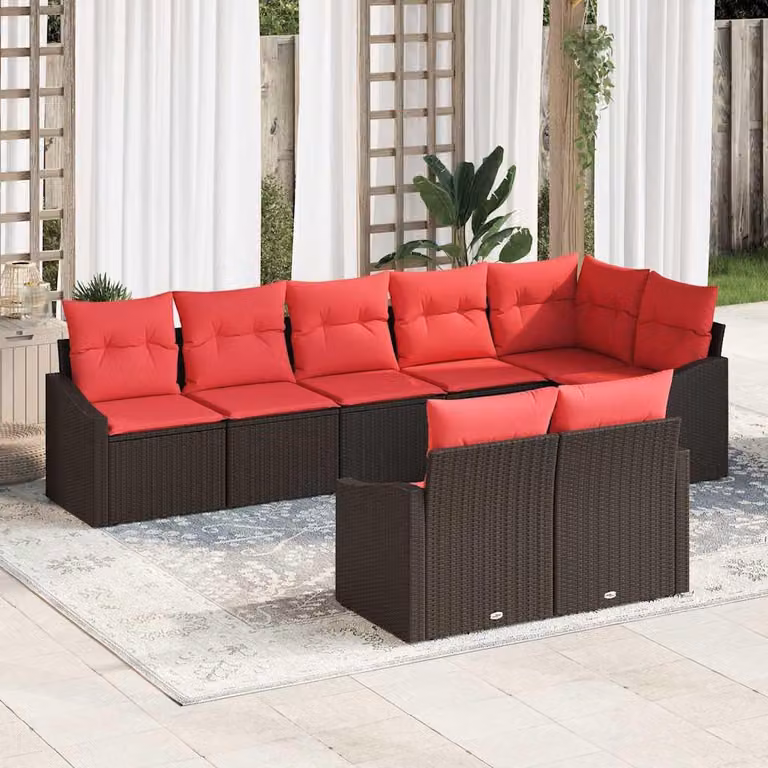 Maison Exclusive - Set di divani da esterno, 8 pezzi, color marrone [Materiale sintetico]: rattan sintetico