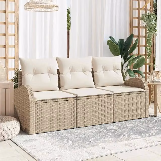 Set Divano da Giardino-Sofa da Giardino-Divanetto da esterno Beige polyrattan 634197