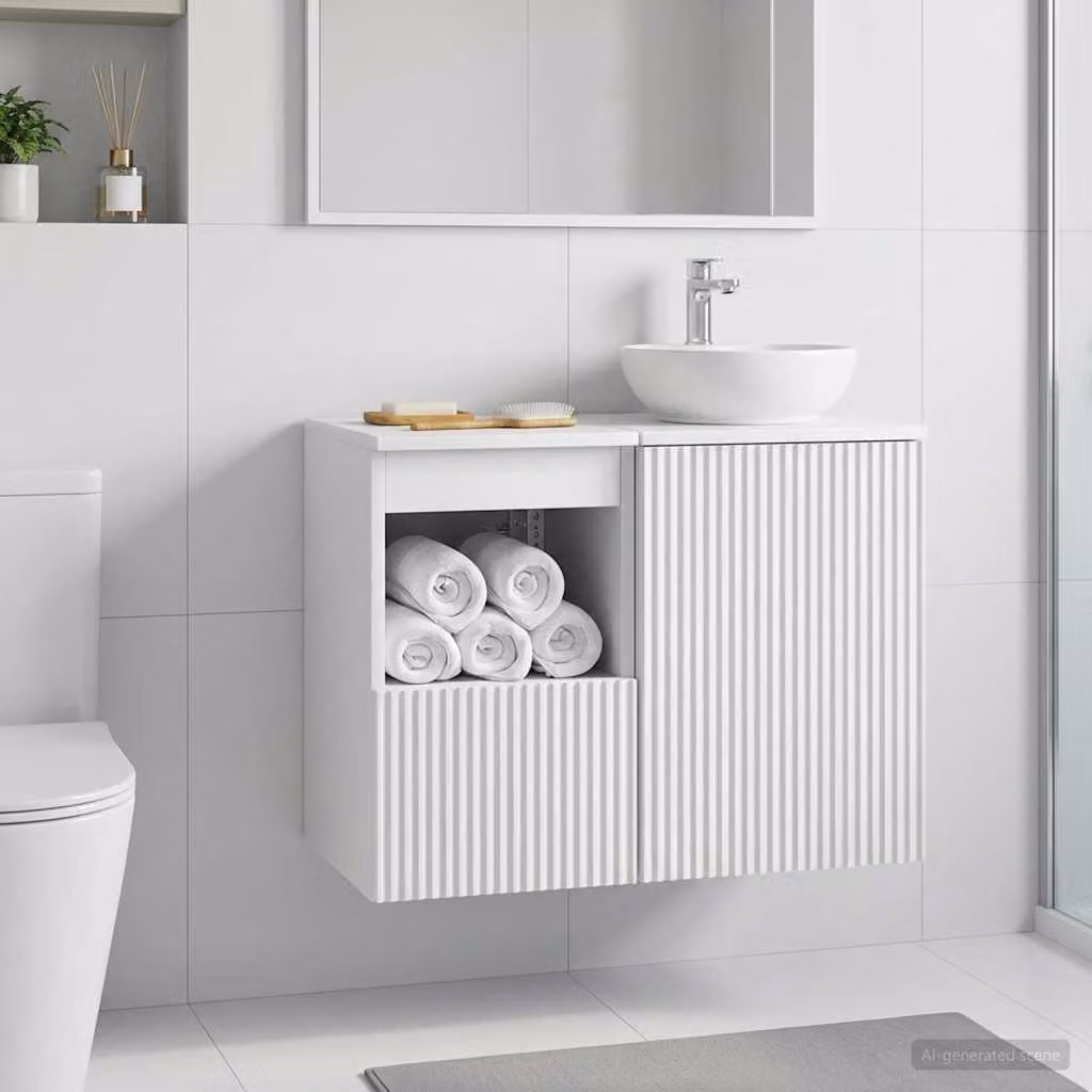 Mobile da bagno vidaXL bianco in legno MDF con ante a cerniera L: 30 cm, P: 35 cm, H: 50 cm