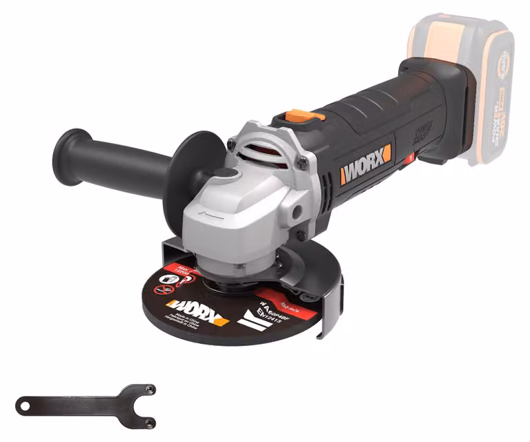 WORX WX808.9, smerigliatrice angolare a batteria da 20V, fornita senza batteria e caricabatterie, tecnologia PowerShare