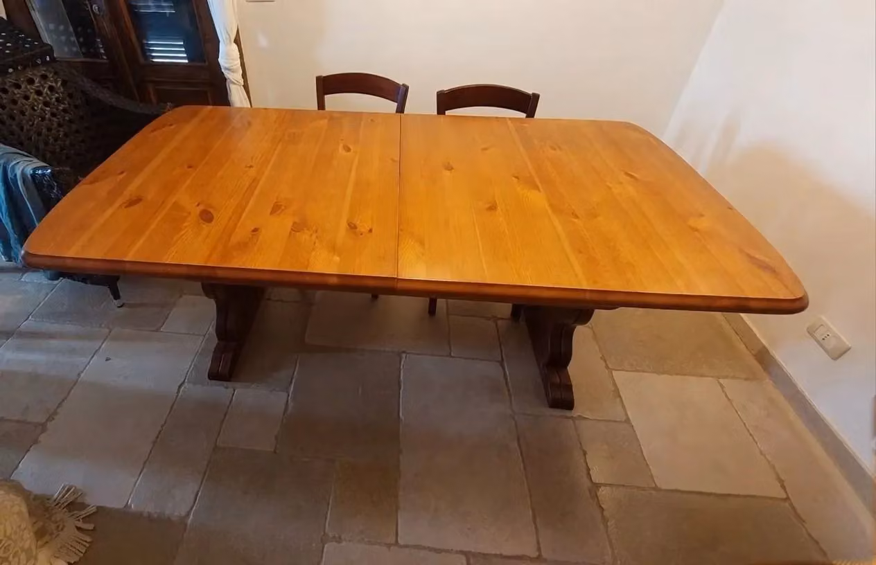 Tavolo fratino allungabile in pino stile rustico color marrone Mobili 2G L: 190 cm, P: 90 cm – 2