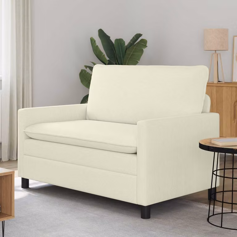 Divano vidaXL in tessuto beige con struttura in metallo, L: 126 cm, P: 81 cm, H: 87,5 cm