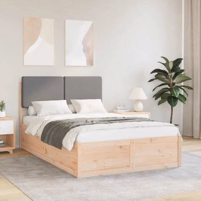 Letto con Testiera Rivestita Grigio chiaro 120 x 200 cm 3405527