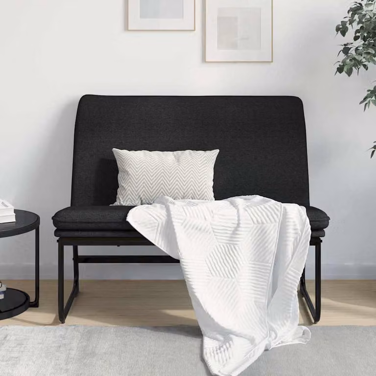 Panca moderna vidaXL in tessuto nero con struttura in metallo e MDF L: 100 cm, P: 75 cm, H: 76 cm