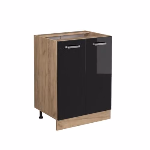 Vicco Mobiletto base cucina R-Line, Nero lucido, 60 cm
