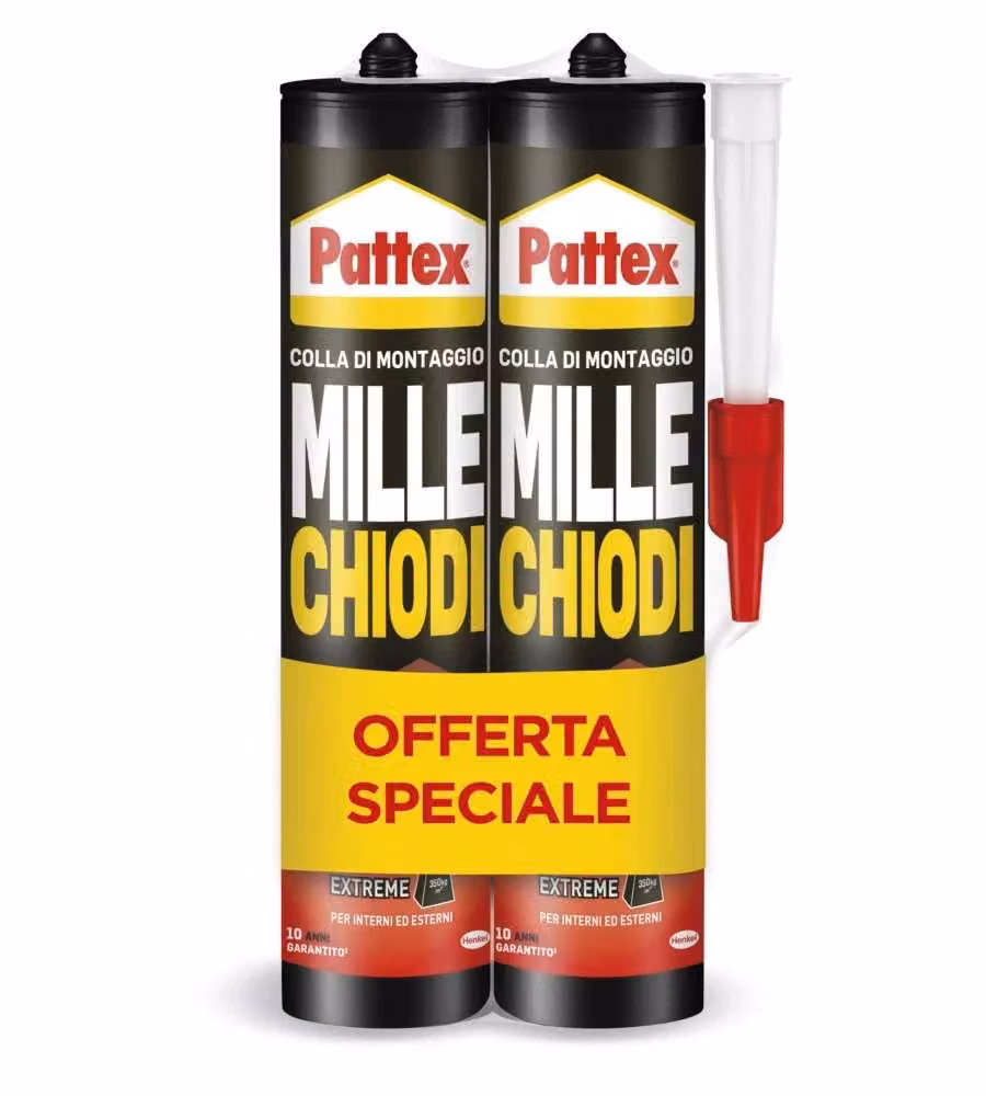 Pattex Colla Flessibile Bipacco Millechiodi Extreme Bianco 460 g
