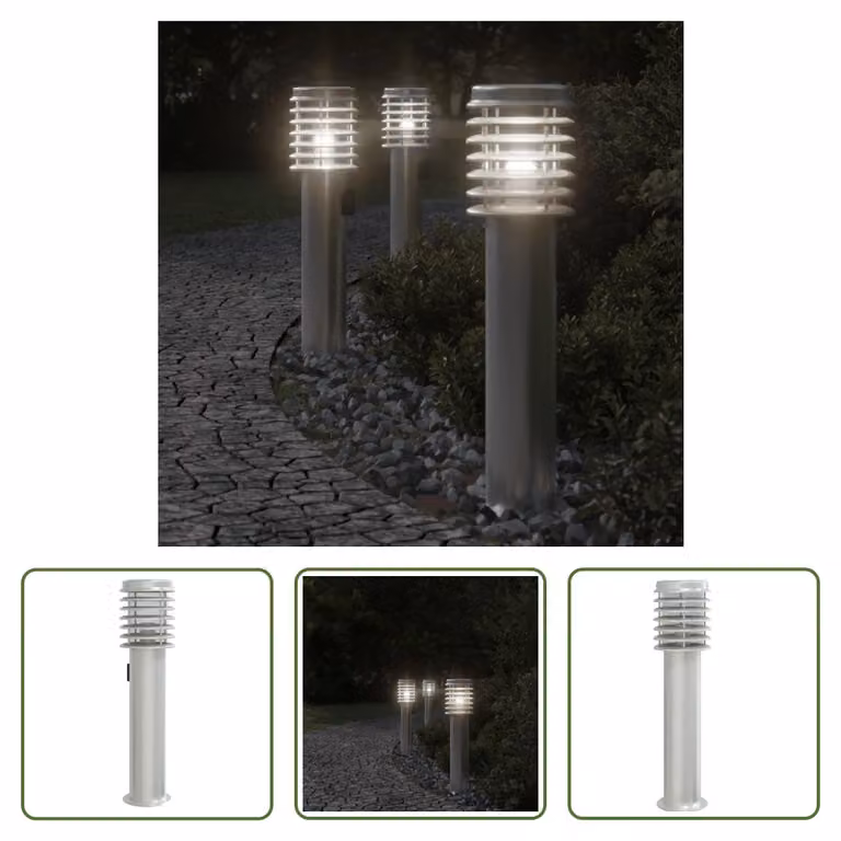 The Living Store Luce di percorso con presa argento 60 cm in acciaio inox