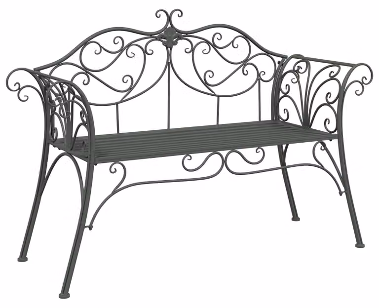 Panca da giardino, 2 posti, dimensioni 130 x 47 x 90 cm, acciaio