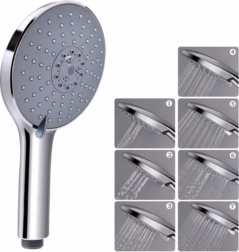 Soffione doccia 152 mm cromo grigio 7 modalità di getto
