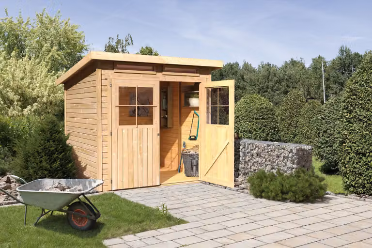 Casetta da giardino Karibu Glücksburg 3 in vero legno naturale - Casetta da giardino e ripostiglio per attrezzi