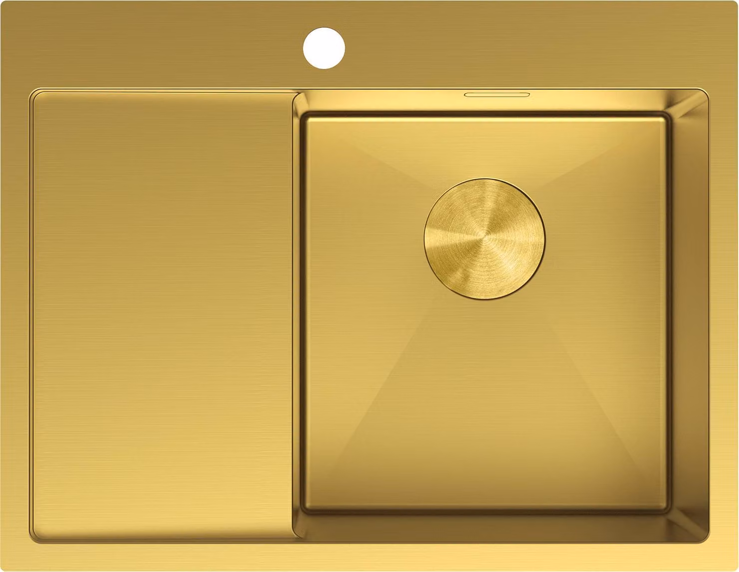 Mexen Exar lavello in acciaio inox a 1 vasca con sgocciolatoio, destro 620 x 480 mm, oro - 6432621005P-55