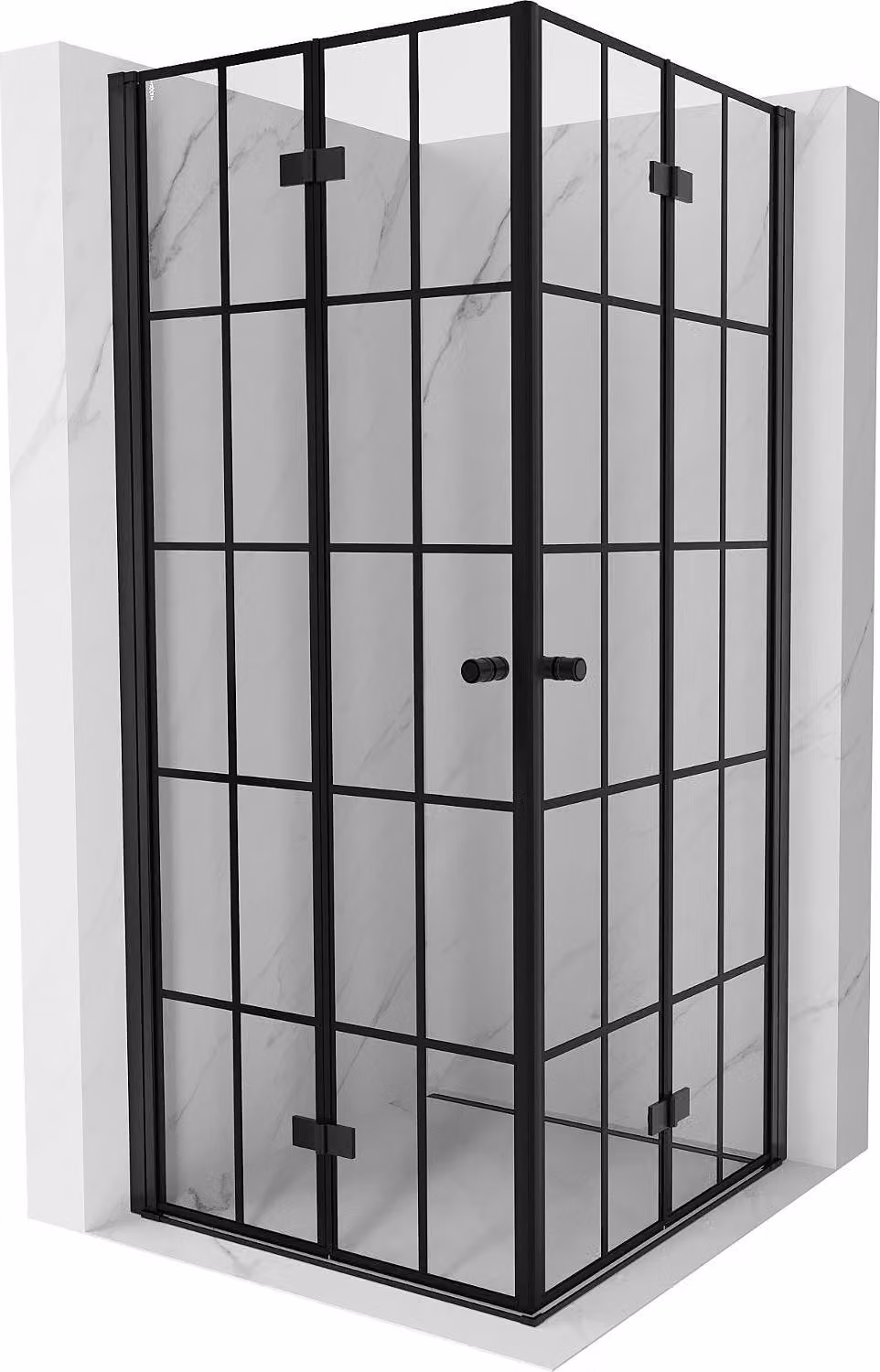 Mexen Mist-F Duo cabina doccia pieghevole 110 x 110 cm, griglia nera, nero - 8A6-110L-110P-70-77