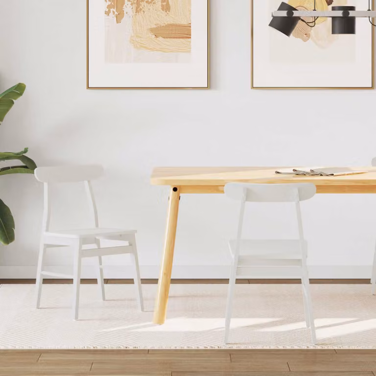 Set di 2 sedie da pranzo vidaXL in legno di gomma bianco