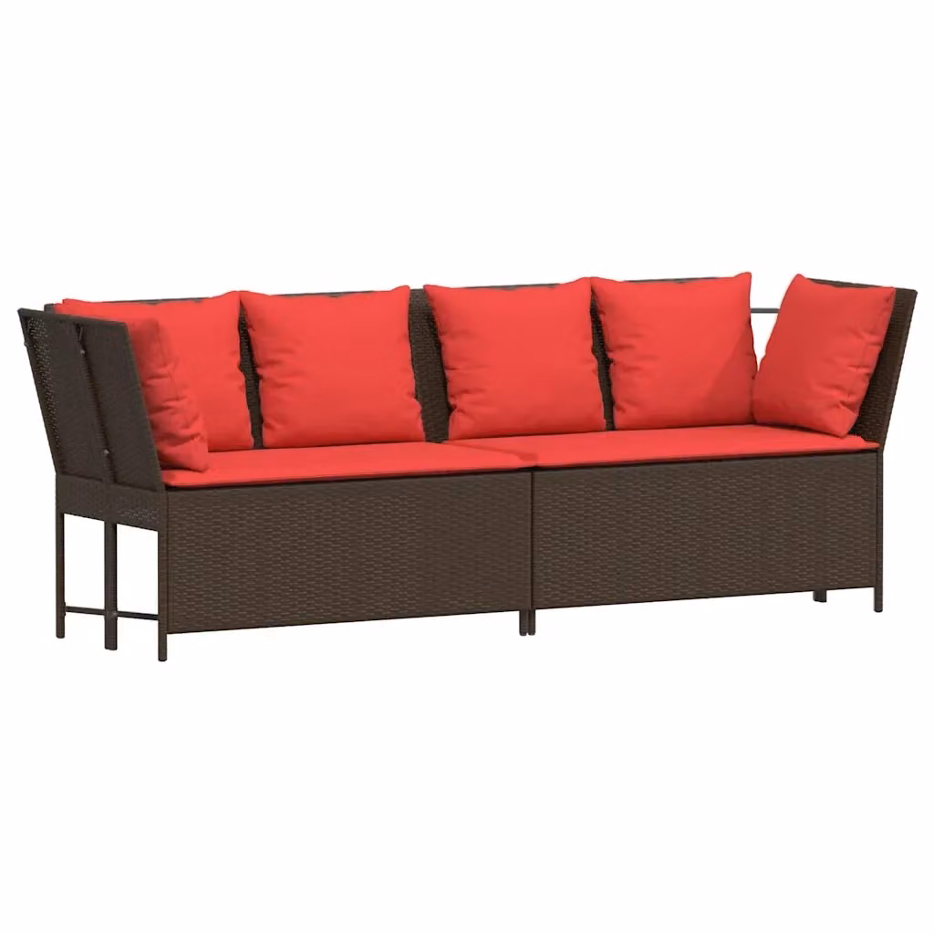Divano da giardino moderno vidaXL in polyrattan marrone con cuscini inclusi e coperture rimovibili – 2