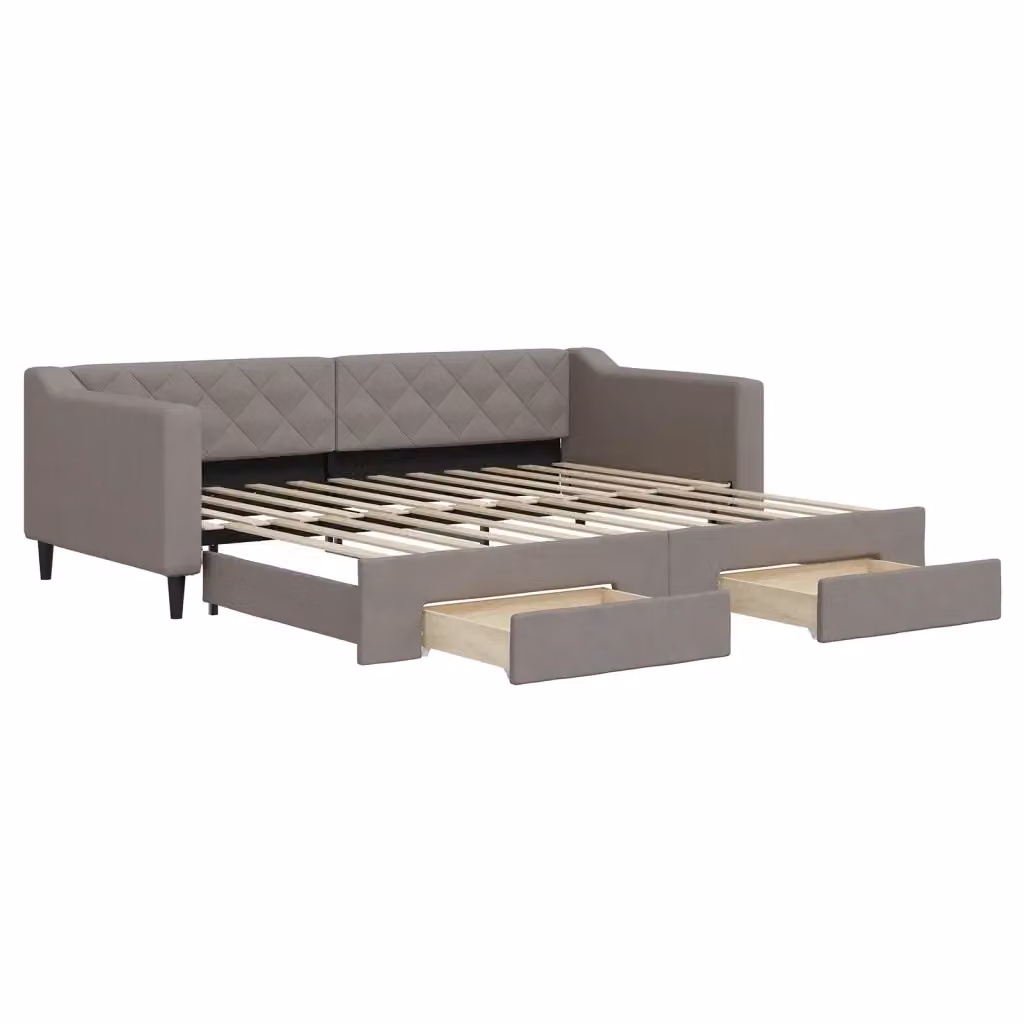 Divano Letto Estraibile con Cassetti vidaXL in Tessuto Grigio o Beige per Soggiorno e Camera da Letto L/P/H: 223 x 90 x 67 cm – 2
