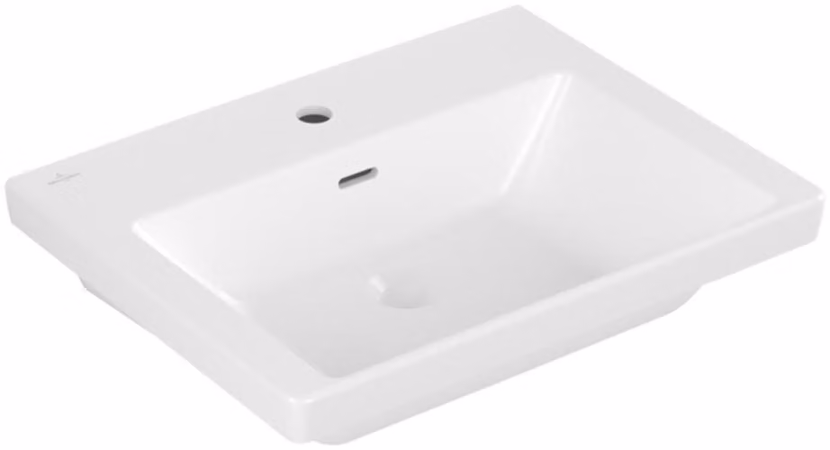 Vasque Villeroy & Boch Subway 3.0, 1 trou pour robinetterie, avec trop-plein, compatible avec robinetterie 3 trous, dessous poncé, 600x470mm, 4A706GRW, 4A706GRW