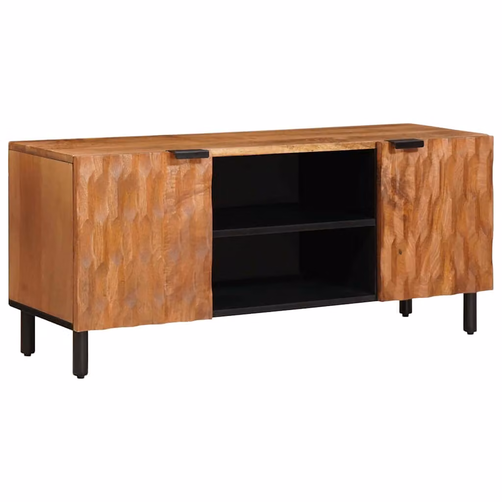 Mobile TV vidaXL in legno di mango e metallo, colore marrone, L 105 x P 33 x H 46 cm