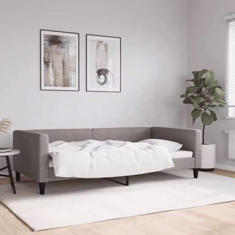 Maison Exclusive - Letto a giorno color taupe, 100x200 cm, rivestito in tessuto