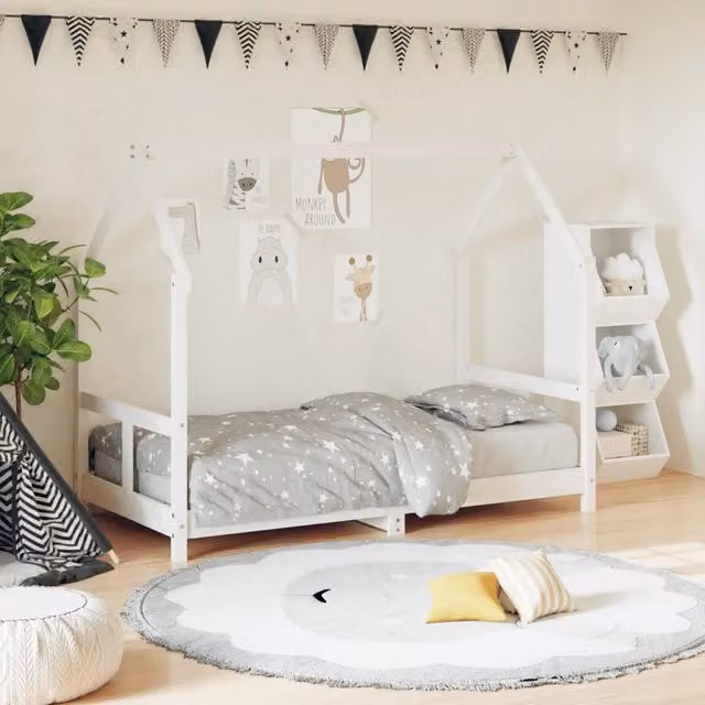 Giroletto per bambini vidaXL in legno massello di pino bianco stile rustico L/P/H: 160 x 80 x 150 cm