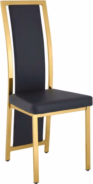 Sedie da sala da pranzo 42,7 x 35 x 109 cm PU nero e oro, set da 2, schienale curvo