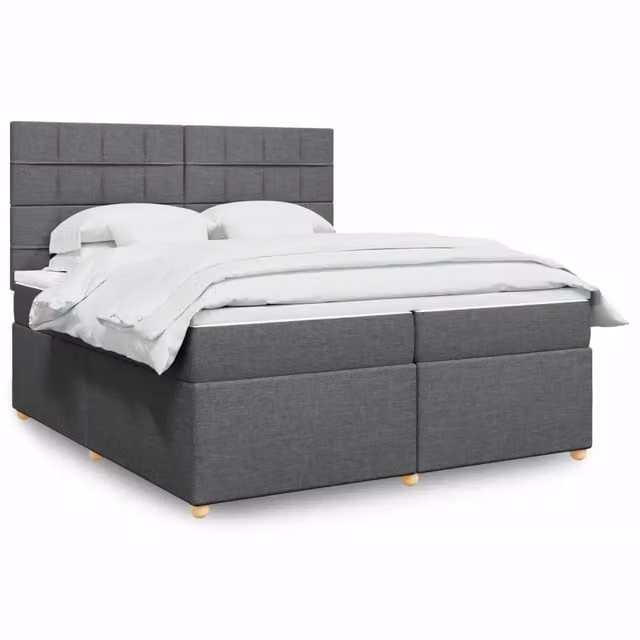 Letto a molle con materasso vidaXL in tessuto grigio e bianco L/P: 200 x 200 cm