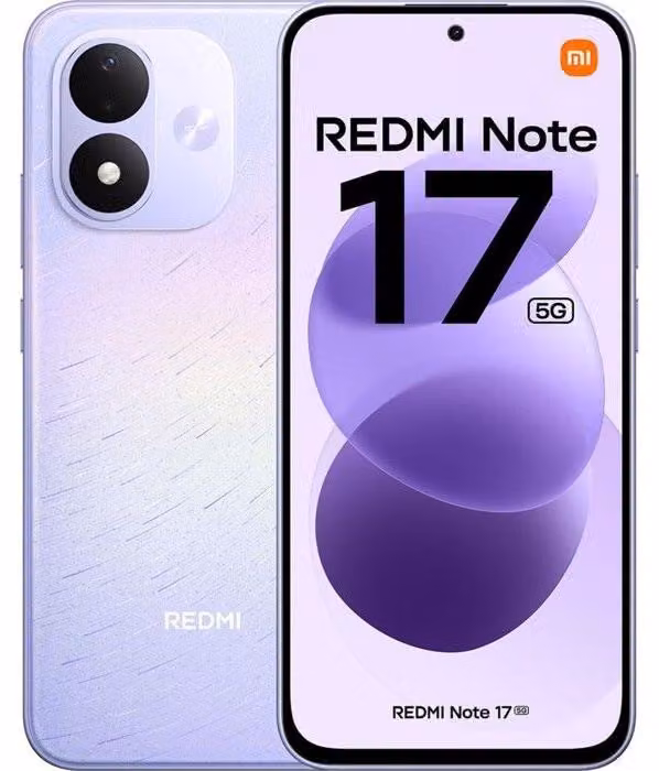 Smartphone Xiaomi Redmi Note 17 5G, schermo da 6,99'' con frequenza di aggiornamento a 120Hz, processore Snapdragon 4 Gen 4, 6 GB di RAM, 128 GB di memoria, fotocamera da 50MP, batteria da 7700mAh, colore: viola