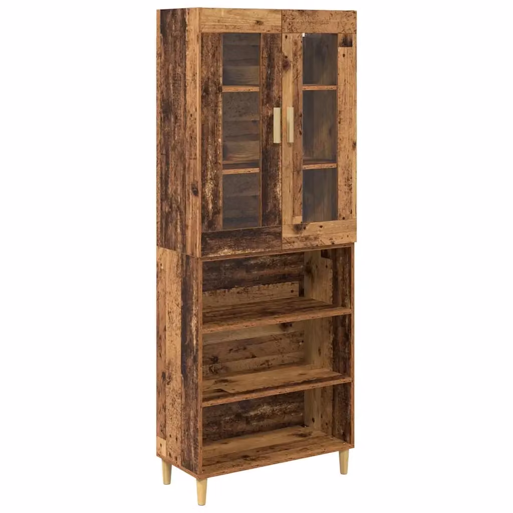 Credenza moderna vidaXL in legno e vetro marrone con ante a battente e ripiani interni L: 69,5 cm, P: 34 cm, H: 180 cm – 2